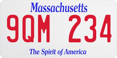 MA license plate 9QM234