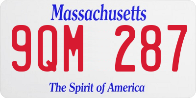 MA license plate 9QM287