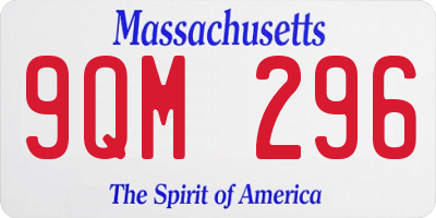 MA license plate 9QM296