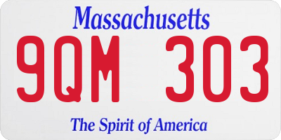 MA license plate 9QM303