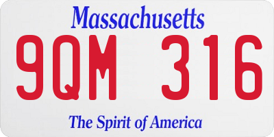 MA license plate 9QM316