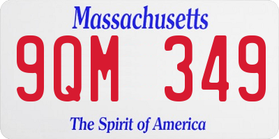 MA license plate 9QM349