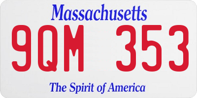 MA license plate 9QM353