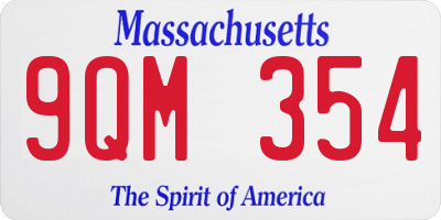 MA license plate 9QM354