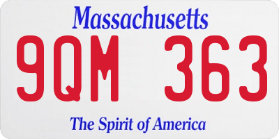 MA license plate 9QM363