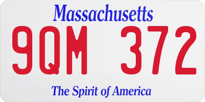 MA license plate 9QM372