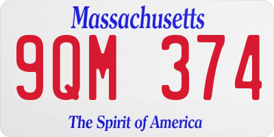 MA license plate 9QM374