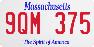 MA license plate 9QM375