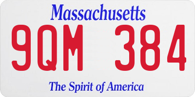 MA license plate 9QM384