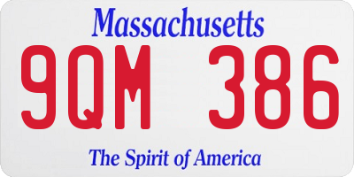 MA license plate 9QM386
