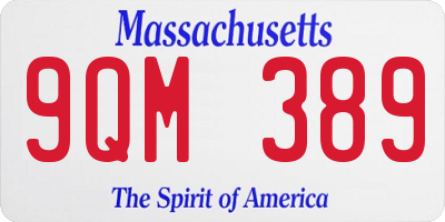 MA license plate 9QM389