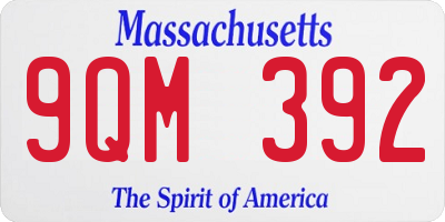 MA license plate 9QM392