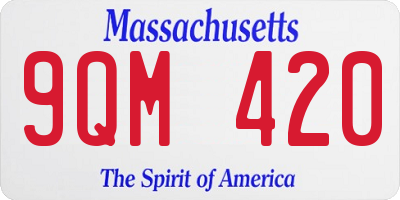 MA license plate 9QM420