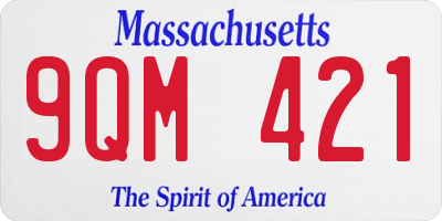 MA license plate 9QM421