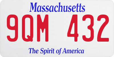 MA license plate 9QM432
