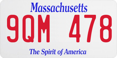MA license plate 9QM478