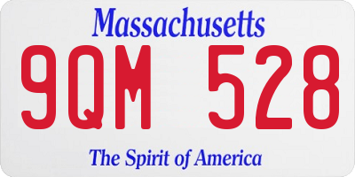MA license plate 9QM528