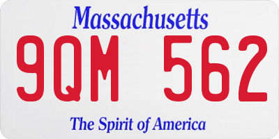 MA license plate 9QM562
