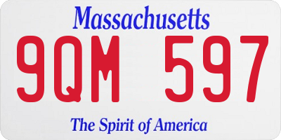 MA license plate 9QM597