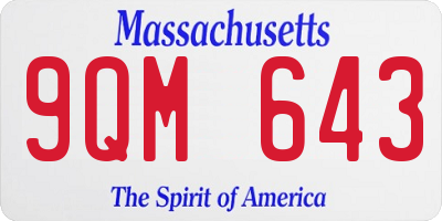 MA license plate 9QM643