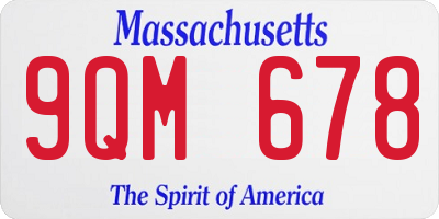 MA license plate 9QM678