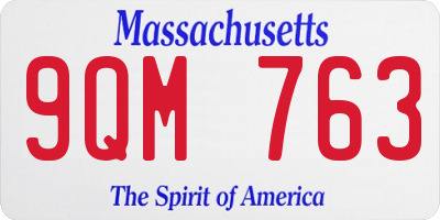 MA license plate 9QM763