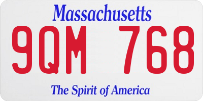 MA license plate 9QM768