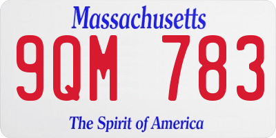 MA license plate 9QM783