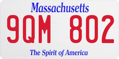 MA license plate 9QM802
