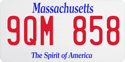 MA license plate 9QM858