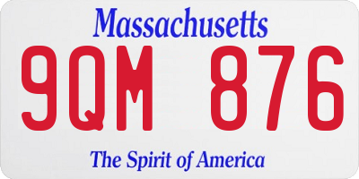 MA license plate 9QM876