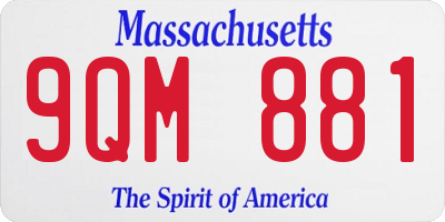 MA license plate 9QM881