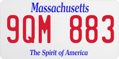 MA license plate 9QM883