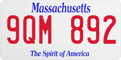 MA license plate 9QM892