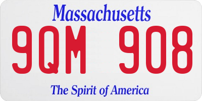 MA license plate 9QM908