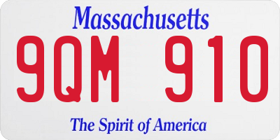 MA license plate 9QM910