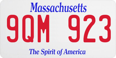 MA license plate 9QM923