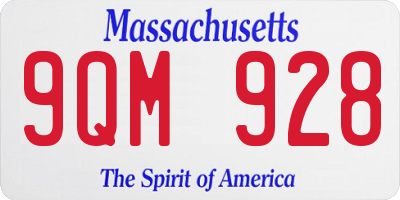 MA license plate 9QM928