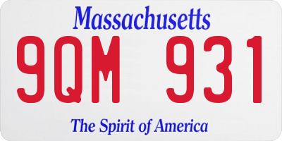 MA license plate 9QM931
