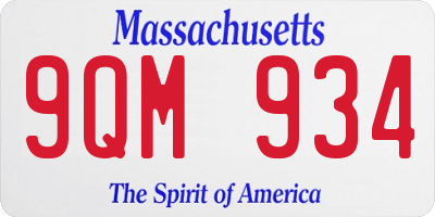 MA license plate 9QM934