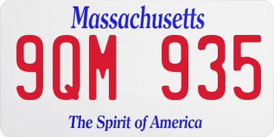 MA license plate 9QM935