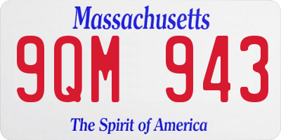 MA license plate 9QM943