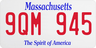 MA license plate 9QM945