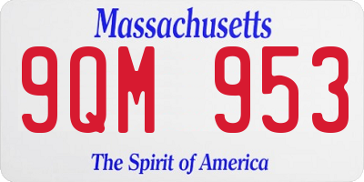 MA license plate 9QM953
