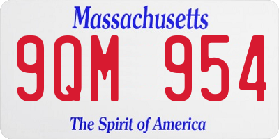 MA license plate 9QM954