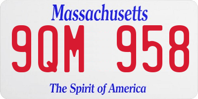 MA license plate 9QM958