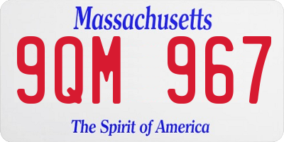 MA license plate 9QM967