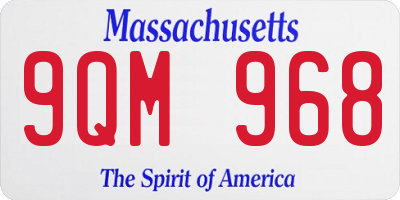 MA license plate 9QM968