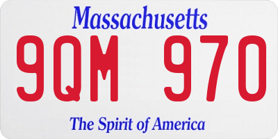 MA license plate 9QM970