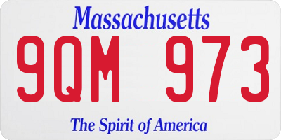 MA license plate 9QM973